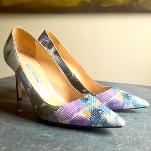 Manolo Blahnik Watercolor Print Heels